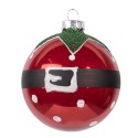 Clayre & Eef Boule de Noël Ø 8x8 cm Rouge Verre Père Noël