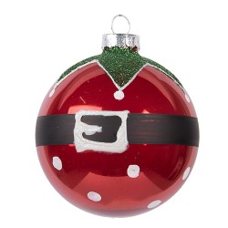 Clayre & Eef Boule de Noël Ø 8x8 cm Rouge Verre Père Noël