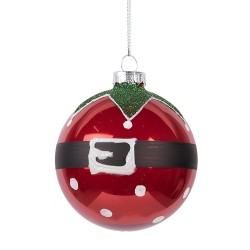 Clayre & Eef Boule de Noël Ø 8x8 cm Rouge Verre Père Noël
