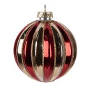 Clayre & Eef Christmas Bauble Ø 8x8 cm Gold colored Red Glass