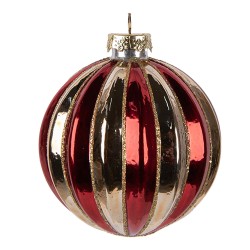 Clayre & Eef Christmas Bauble Ø 8x8 cm Gold colored Red Glass