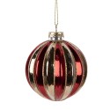 Clayre & Eef Christmas Bauble Ø 8x8 cm Gold colored Red Glass