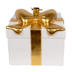 Clayre & Eef Kerstboom Standaard Cadeau 30x28x48 cm Wit Keramisch materiaal