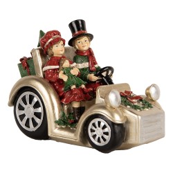 Clayre & Eef Weihnachtsdekorationsfigur Auto 22x14x16 cm Goldfarbig Kunststoff