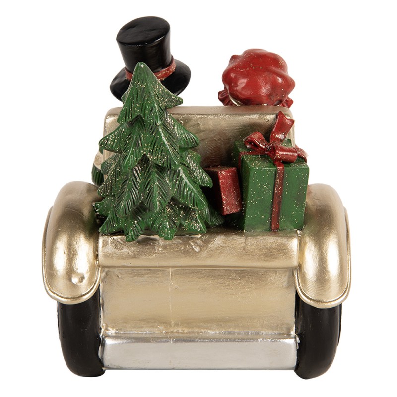 Clayre & Eef Weihnachtsdekorationsfigur Auto 22x14x16 cm Goldfarbig Kunststoff