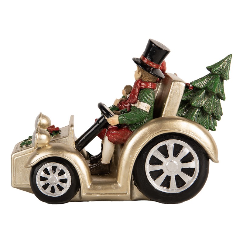 Clayre & Eef Weihnachtsdekorationsfigur Auto 22x14x16 cm Goldfarbig Kunststoff