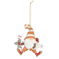 Clayre & Eef Christmas Ornament Gnome 8x4x10 cm Orange Plastic