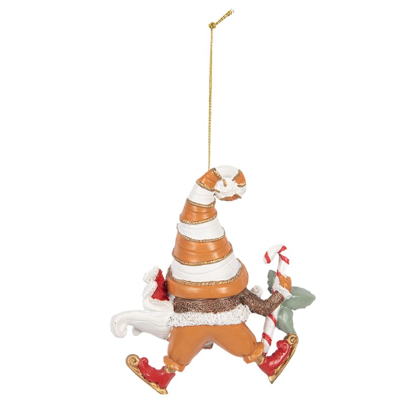 Clayre & Eef Christmas Ornament Gnome 8x4x10 cm Orange Plastic