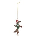 Clayre & Eef Kersthanger Hond Teckel 6x3x10 cm Bruin Groen Kunststof