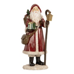 Clayre & Eef Kerstdecoratie Beeld Kerstman 26 cm Rood Kunststof
