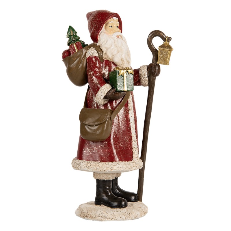 Clayre & Eef Kerstdecoratie Beeld Kerstman 26 cm Rood Kunststof