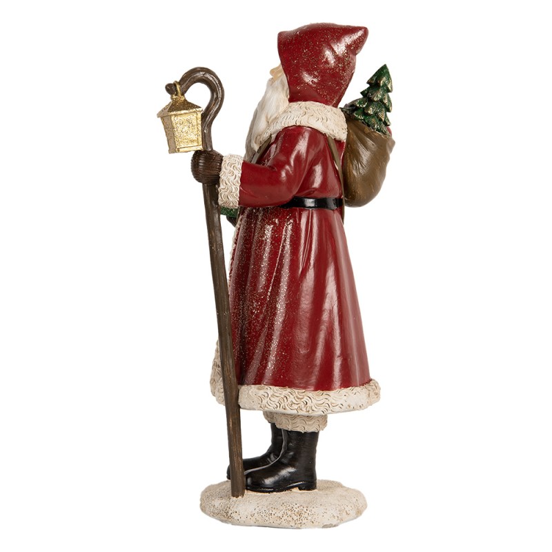 Clayre & Eef Kerstdecoratie Beeld Kerstman 26 cm Rood Kunststof