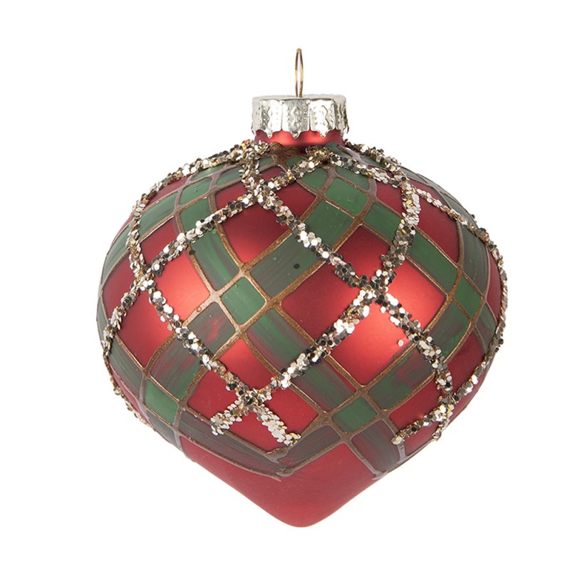 Clayre & Eef Christmas Bauble Ø 8x8 cm Red Glass