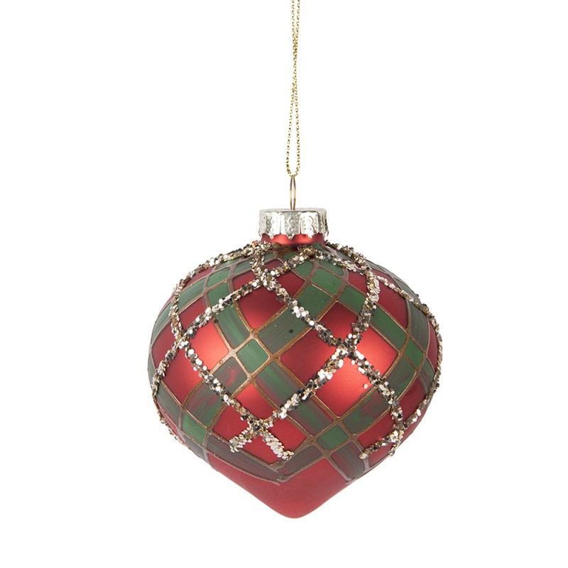 Clayre & Eef Christmas Bauble Ø 8x8 cm Red Glass