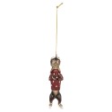 Clayre & Eef Weihnachtsanhänger Hund Dackel 10 cm Braun Rot Kunststoff