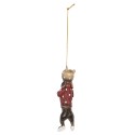 Clayre & Eef Weihnachtsanhänger Hund Dackel 10 cm Braun Rot Kunststoff