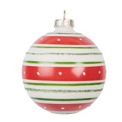 Clayre & Eef Kerstbal Ø 8x8 cm Rood Glas