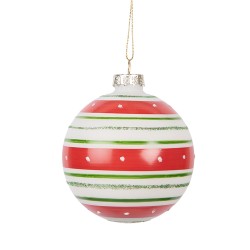 Clayre & Eef Kerstbal Ø 8x8 cm Rood Glas