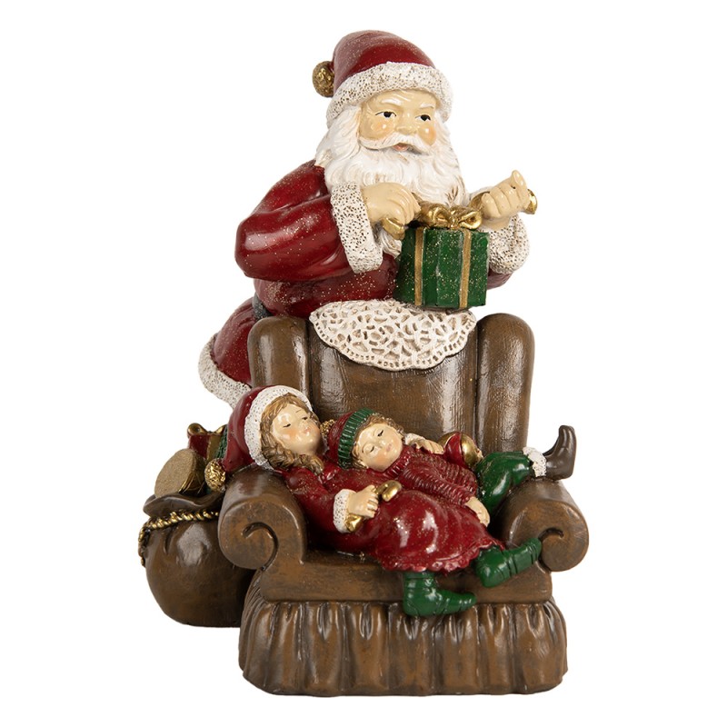 Clayre & Eef Statuetta decorativa di Natale Babbo Natale 17x13x18 cm Rosso Plastica