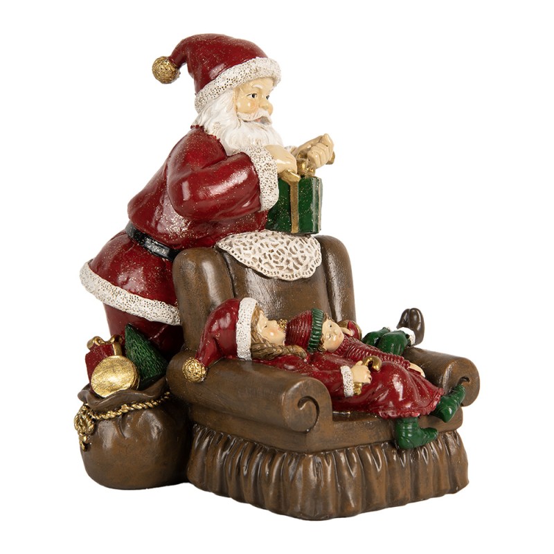 Clayre & Eef Statuetta decorativa di Natale Babbo Natale 17x13x18 cm Rosso Plastica