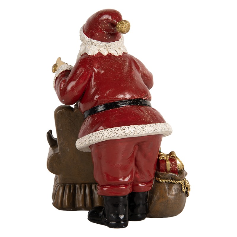 Clayre & Eef Statuetta decorativa di Natale Babbo Natale 17x13x18 cm Rosso Plastica