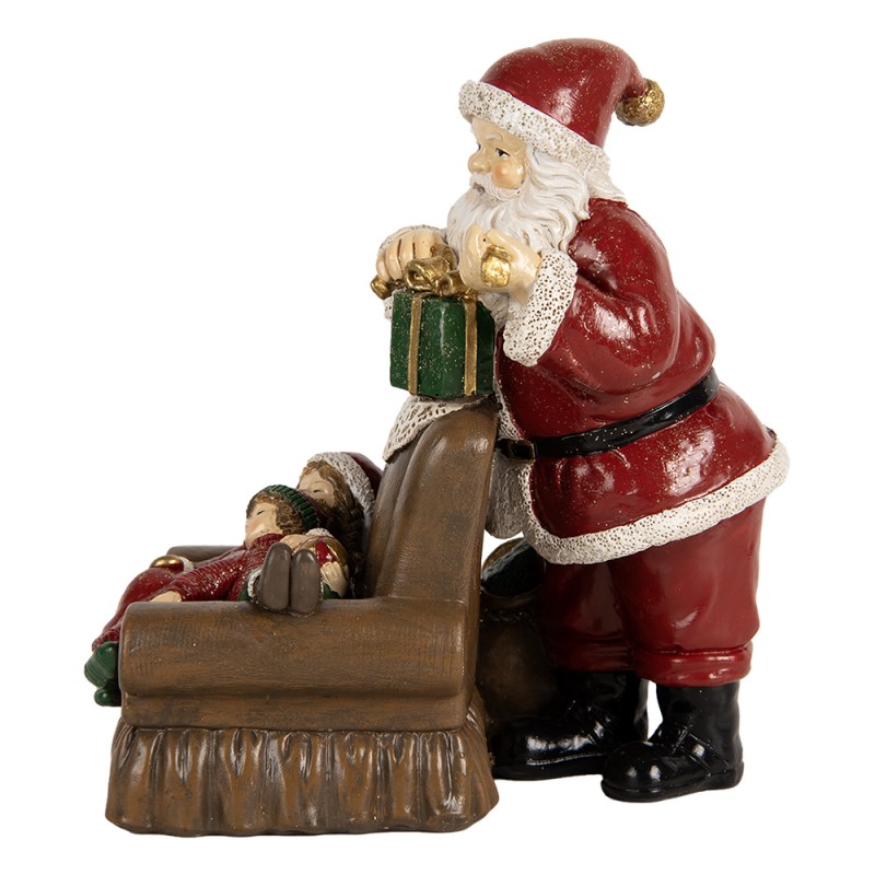 Clayre & Eef Statuetta decorativa di Natale Babbo Natale 17x13x18 cm Rosso Plastica