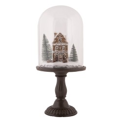 Clayre & Eef Christmas Decoration with LED Lighting Ø 17x36 cm Brown Plastic Gingerbread house