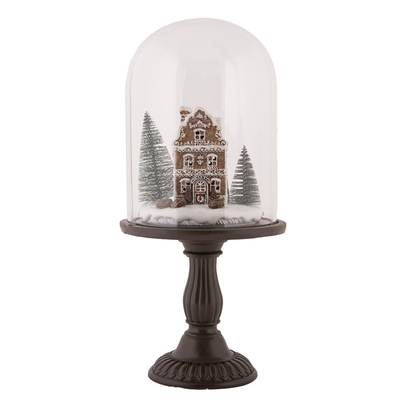 Clayre & Eef Christmas Decoration with LED Lighting Ø 17x36 cm Brown Plastic Gingerbread house