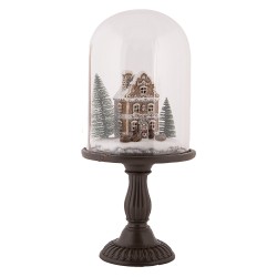 Clayre & Eef Christmas Decoration with LED Lighting Ø 17x36 cm Brown Plastic Gingerbread house