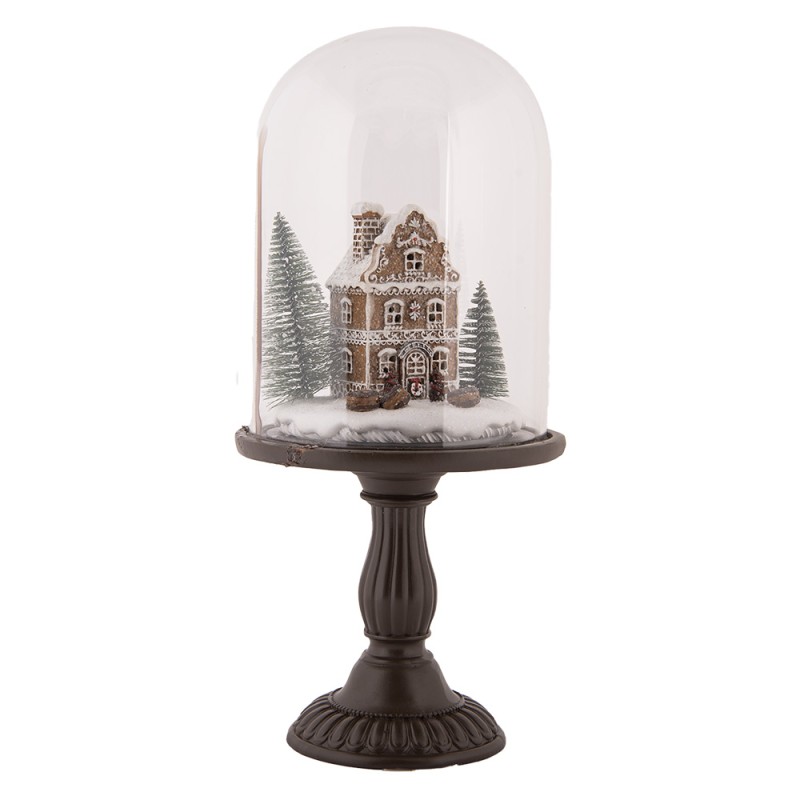 Clayre & Eef Christmas Decoration with LED Lighting Ø 17x36 cm Brown Plastic Gingerbread house