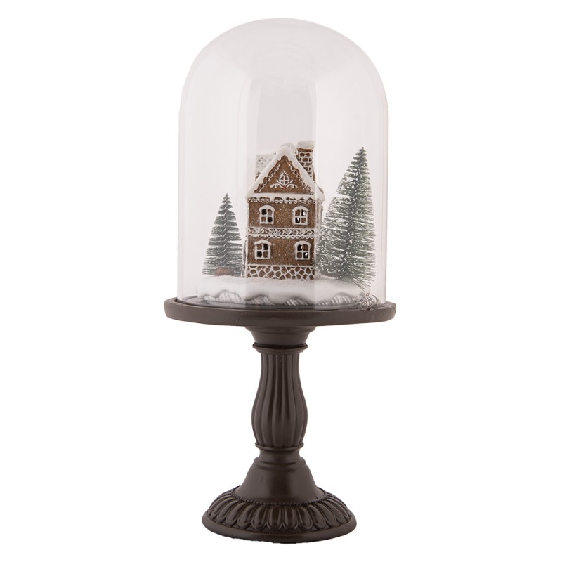 Clayre & Eef Christmas Decoration with LED Lighting Ø 17x36 cm Brown Plastic Gingerbread house