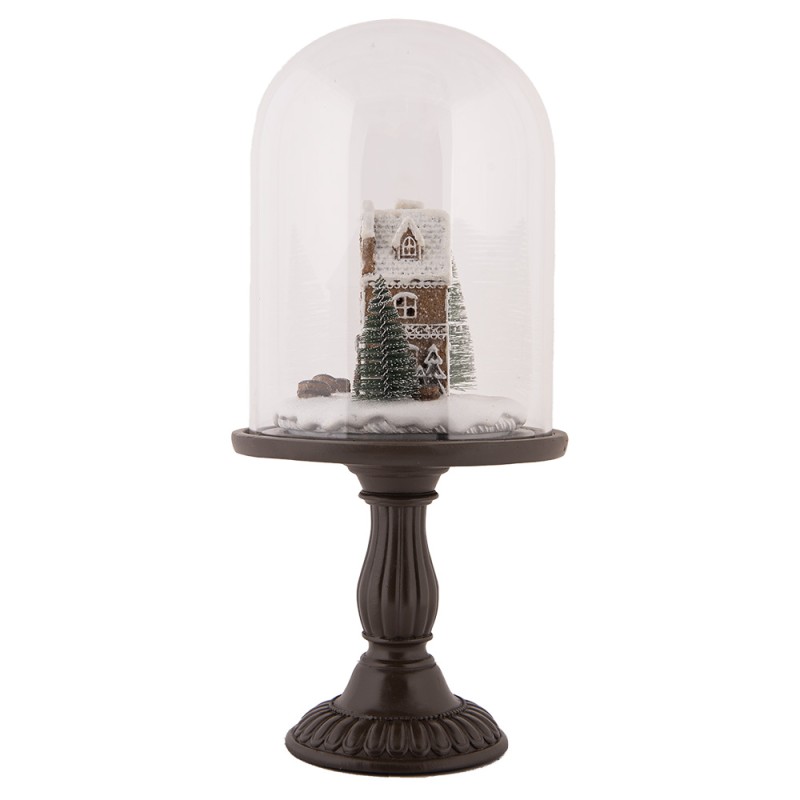 Clayre & Eef Christmas Decoration with LED Lighting Ø 17x36 cm Brown Plastic Gingerbread house