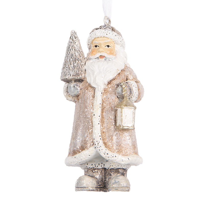 Clayre & Eef Christmas Ornament Santa Claus 9 cm Beige Plastic