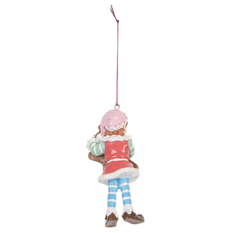Clayre & Eef Pendentif de Noël Gnome 11 cm Marron Plastique