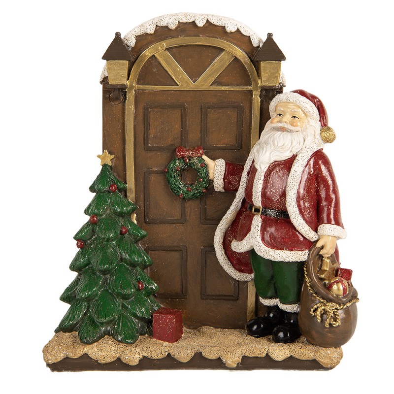 Clayre & Eef Statuetta decorativa di Natale Babbo Natale 18x7x20 cm Rosso Plastica