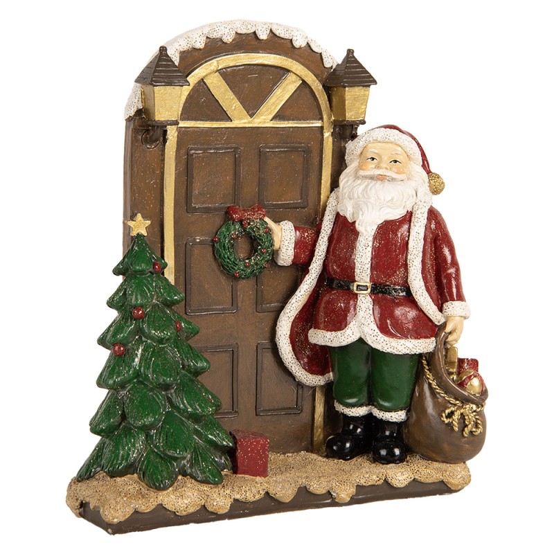 Clayre & Eef Statuetta decorativa di Natale Babbo Natale 18x7x20 cm Rosso Plastica