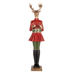 Clayre & Eef Kerstdecoratie Beeld Hert 23x19x77 cm Bruin Kunststof