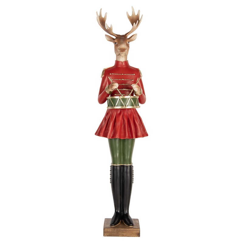 Clayre & Eef Statuetta decorativa di Natale Cervo 23x19x77 cm Marrone Plastica