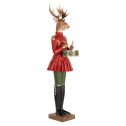 Clayre & Eef Kerstdecoratie Beeld Hert 23x19x77 cm Bruin Kunststof