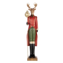Clayre & Eef Statuetta decorativa di Natale Cervo 17x18x81 cm Marrone Plastica