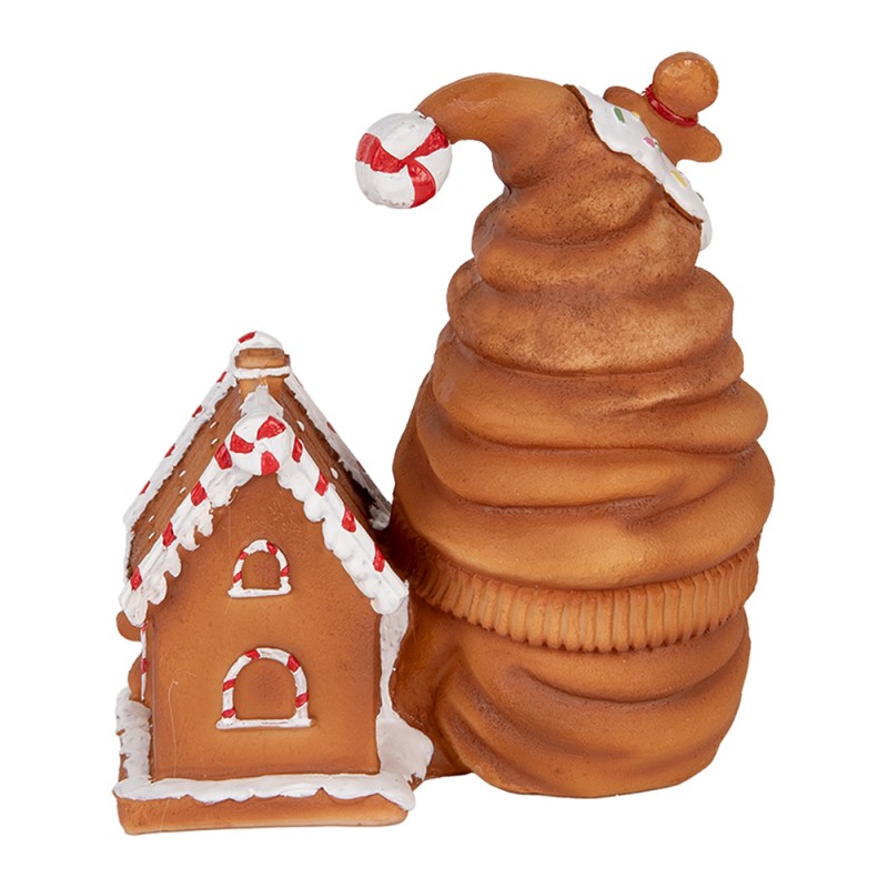 Clayre & Eef Kerstdecoratie met LED-verlichting Kabouter 14x9x15 cm Bruin Kunststof