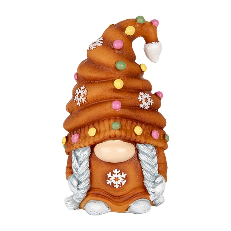 Clayre & Eef Image de décoration Gnome 8x8x13 cm Marron Plastique