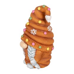 Clayre & Eef Image de décoration Gnome 8x8x13 cm Marron Plastique