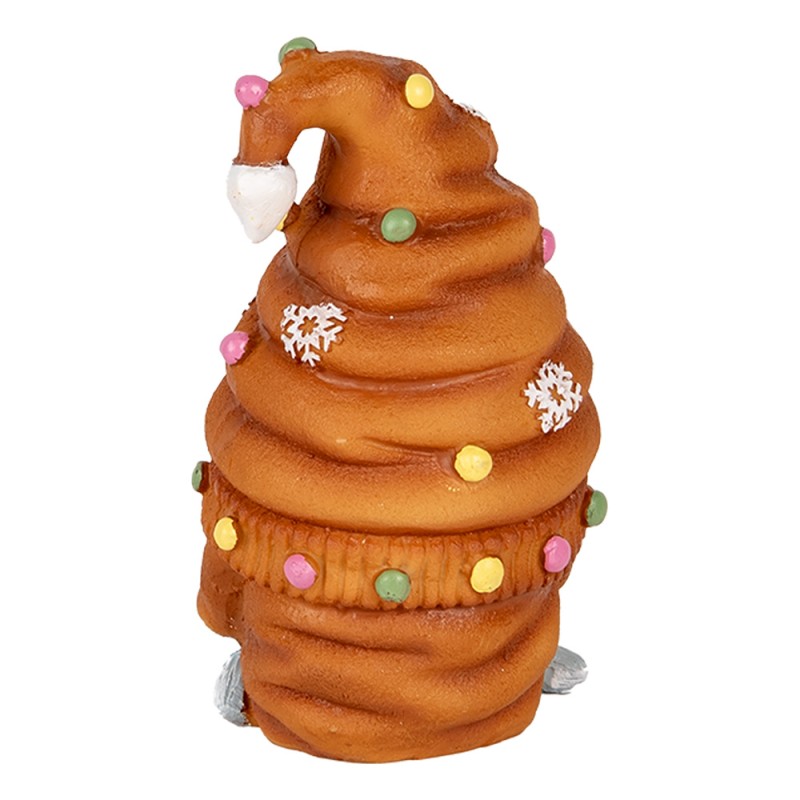 Clayre & Eef Image de décoration Gnome 8x8x13 cm Marron Plastique