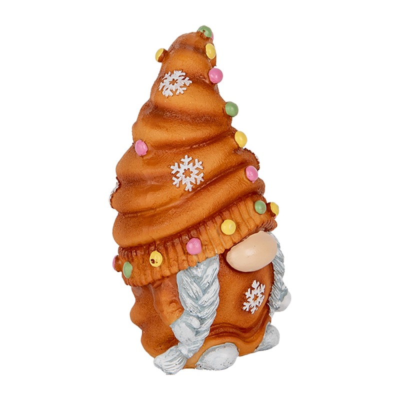 Clayre & Eef Image de décoration Gnome 8x8x13 cm Marron Plastique