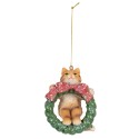 Clayre & Eef Pendentif de Noël Chat 9 cm Marron Plastique