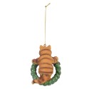 Clayre & Eef Pendentif de Noël Chat 9 cm Marron Plastique