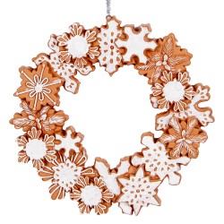 Clayre & Eef Pendentif de Noël Ø 18x2 cm Marron Plastique