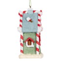 Clayre & Eef Weihnachtsanhänger Lebkuchenhaus 6x4x8 cm Grün Kunststoff