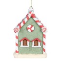 Clayre & Eef Weihnachtsanhänger Lebkuchenhaus 6x4x8 cm Grün Kunststoff